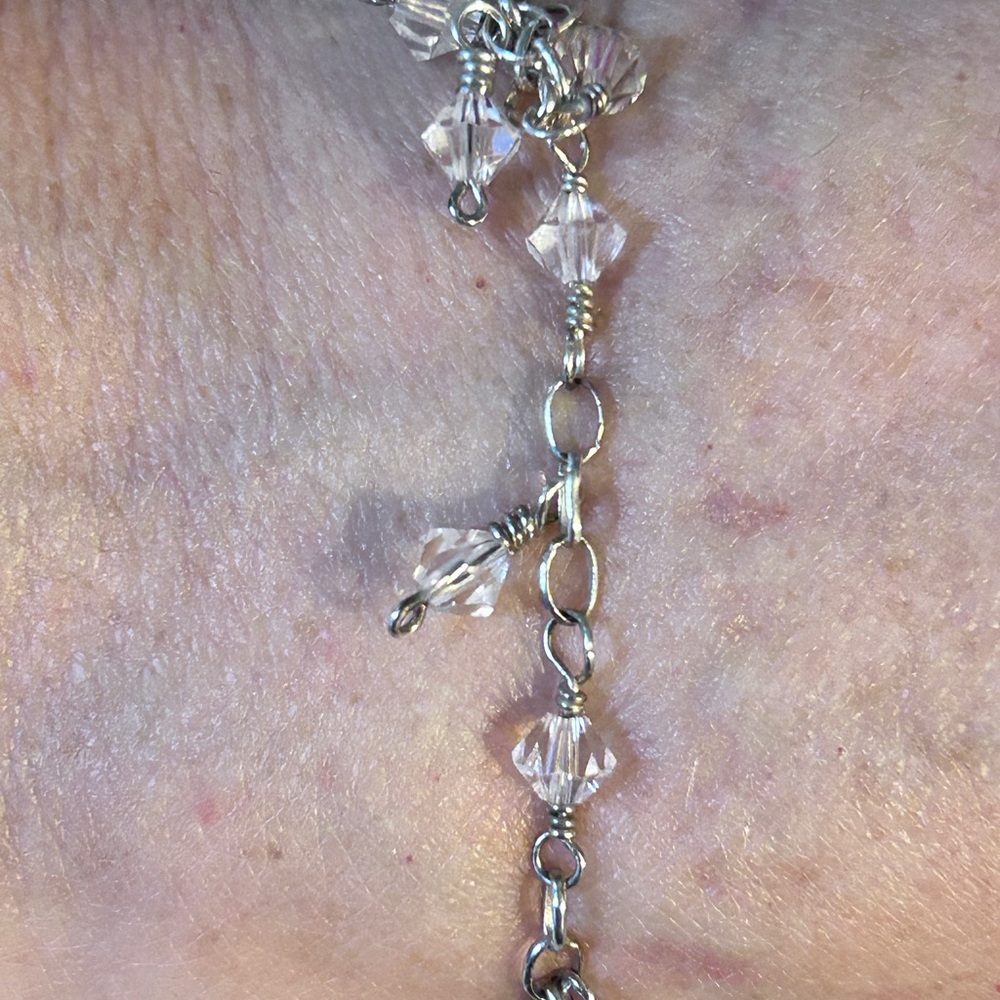 Silpada vintage Delicate white Crystal Drop sterling silver 9.25 Bracelet